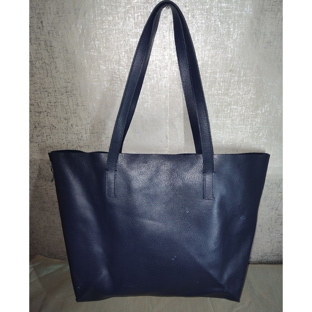 Mark and Graham Daily Blue Leather Tote Bag